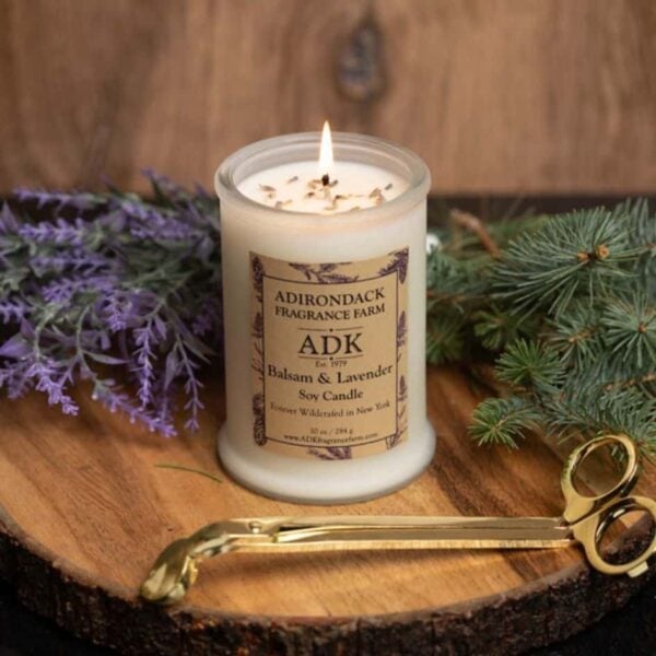Balsam Lavender Candle 10oz with trimmer Lifestyle