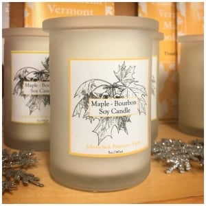 maple bourbon soy candle made in the Adirondacks