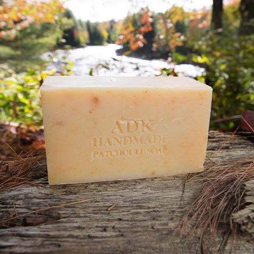 Handmade Patchouli Soap is made in the Adirondacks with saponified oils of olive, sunflower & coconut.