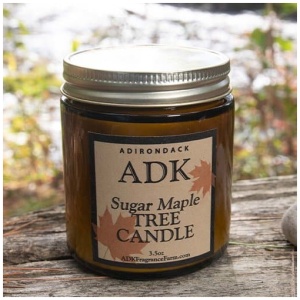 Sugar Maple handpoured soy candle with hemp wick made in the Adirondacks