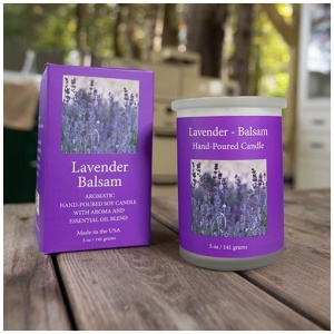 lavender balsam candle with box