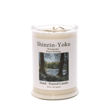 White Frosted Glass with White label and a photo of the ADK Forest.