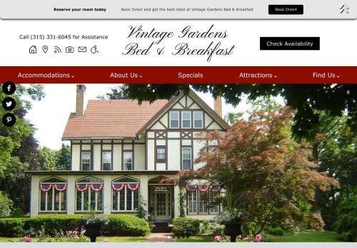 Vintage Gardens Bed & Breakfast: Lodging in the Finger Lakes New York