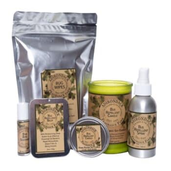 Adirondack Bug Relief Kit with candle, balm, spray, wipes, and soother