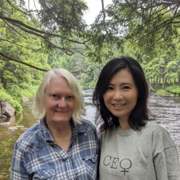 Sandy and Yen Maine. Women CEOs in the Adirondack forest