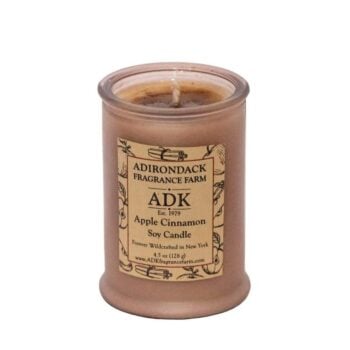 Brown Candle Jar with decorative Apple Cinnamon label