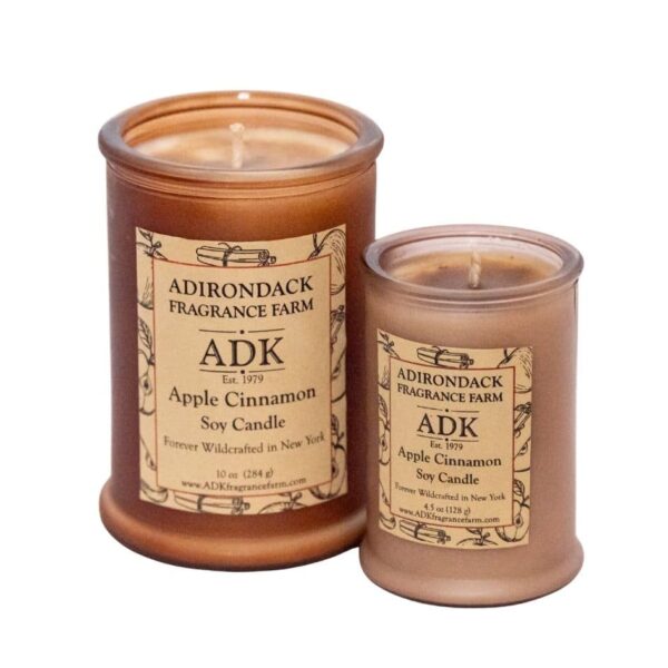 2 Brown Candle Jars with decorative Apple Cinnamon label