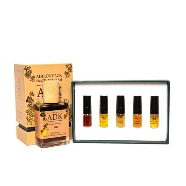 Gold ADK designed Lilac Perfume Spray Bottle with sampler