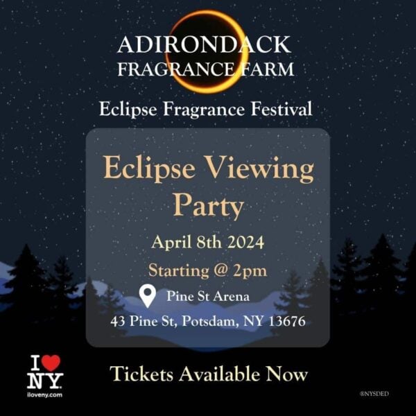 Adirondack Fragrance Farm 主办的 Eclipse 香水节 Eclipse 观看派对广告